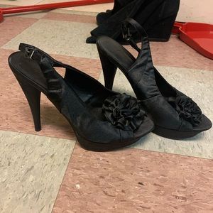 Black Satin Pumps